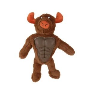 Basil Big Bull Plush with Squeaky TPR Adult Dog Chew Toy